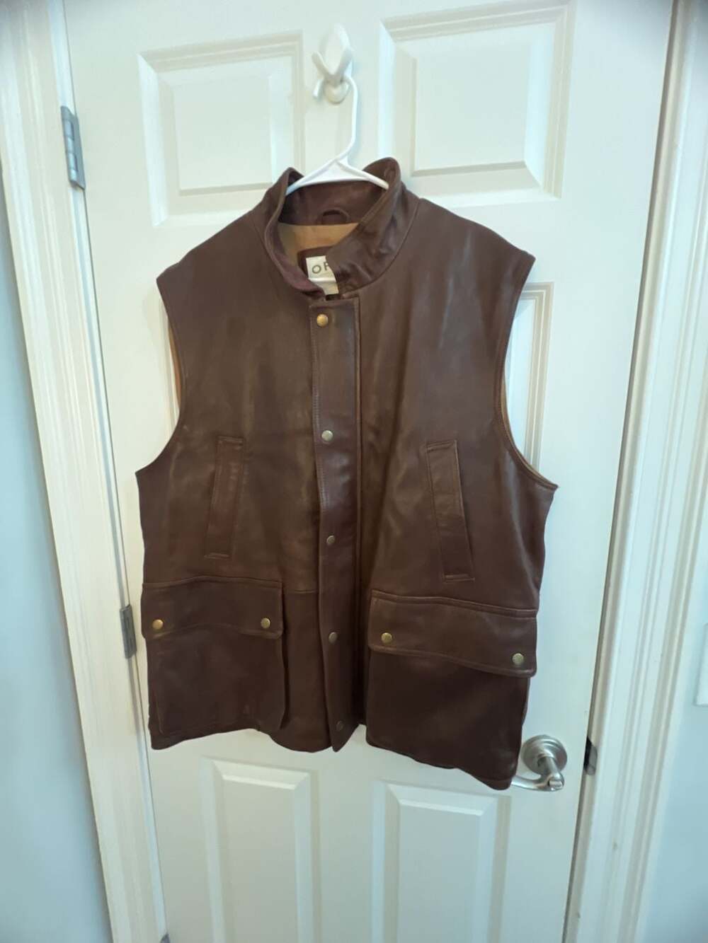 Orvis Leather Vest Size XL Brown 100% Leather Sporting Traditions